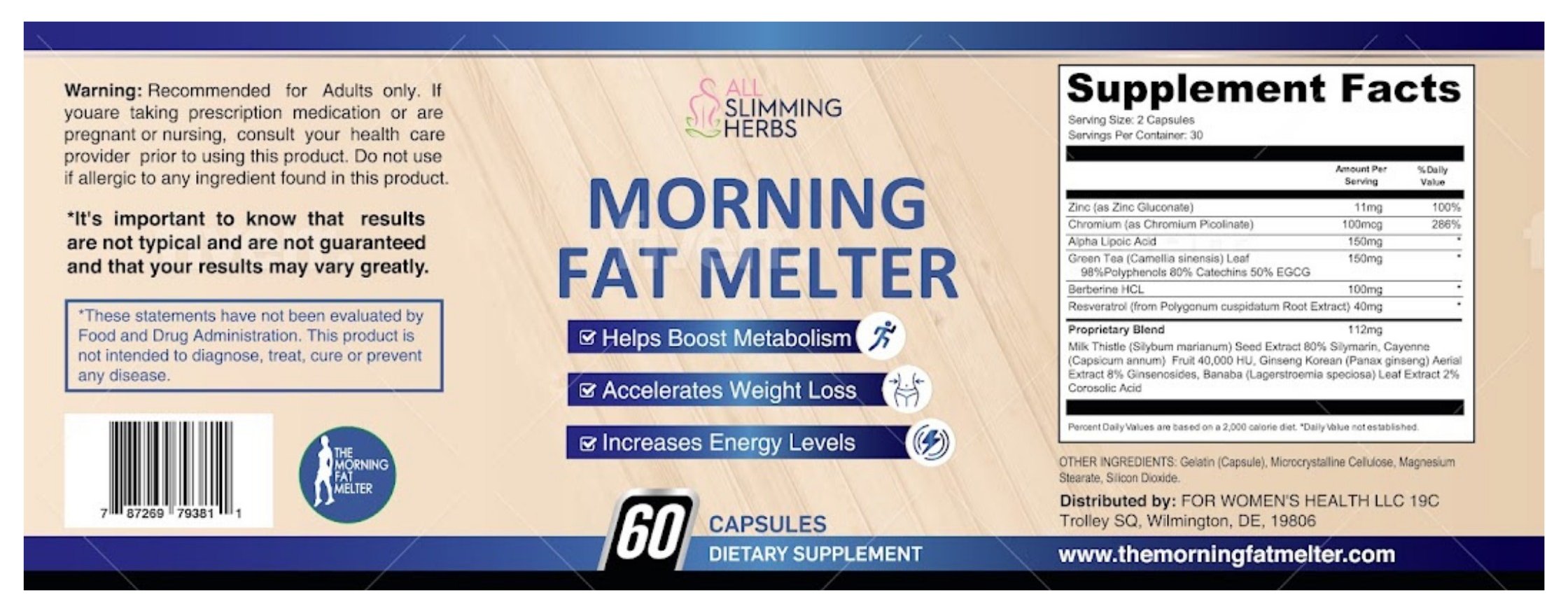 Morning Fat Melter Supplement Facts